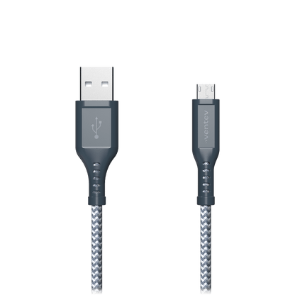 Ventev Braided USB A to Micro USB High Speed 6 Foot Cable-Gray by Ventev