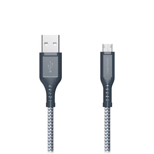 Ventev Braided USB A to Micro USB High Speed 6 Foot Cable-Gray by Ventev