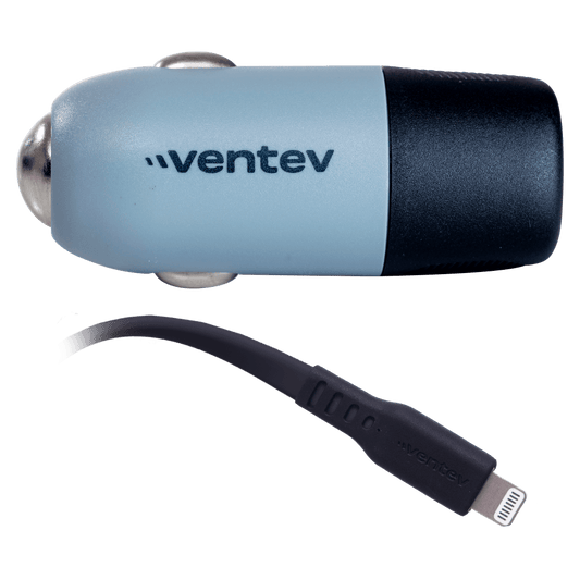 Ventev 20W ULTRAFAST USB C Universal Car Charger and USB C to Apple Lightning Cable-Gray by Ventev