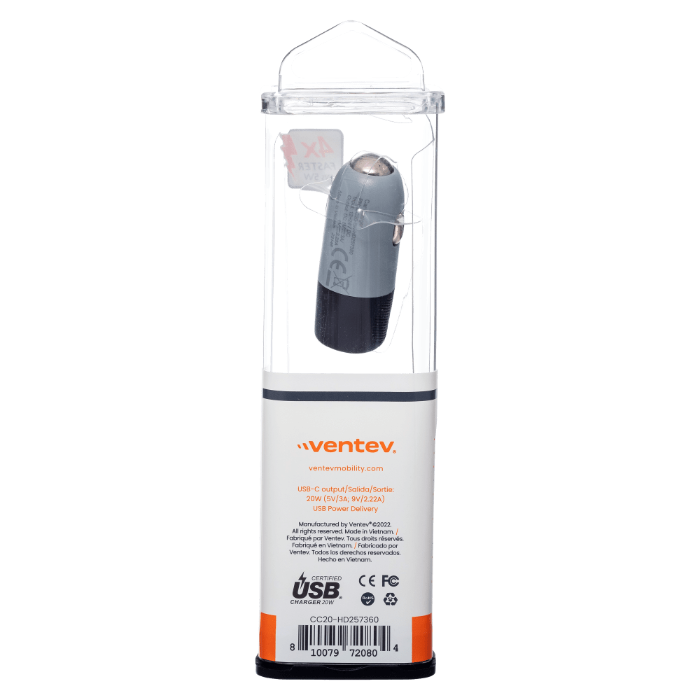 Ventev 20W ULTRAFAST USB C Universal Car Charger-- by Ventev