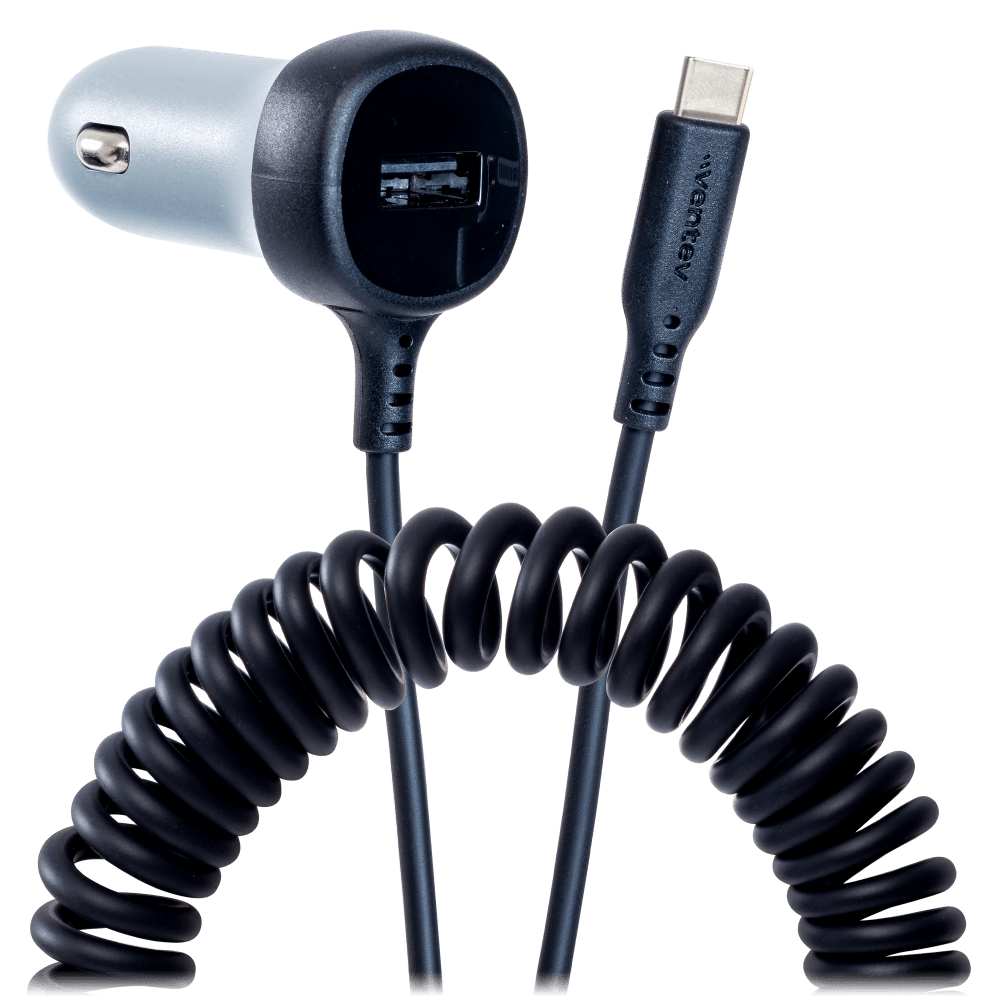 Ventev 27W ULTRAFAST Dual Car Charger with USB C Travel Cable--
