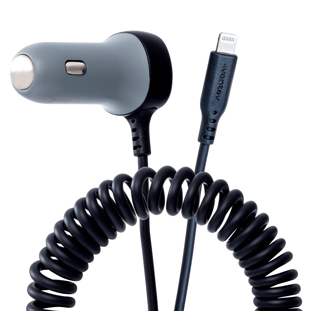 Ventev 27W ULTRAFAST Dual Car Charger with Apple Lightning Travel Cable-- by Ventev