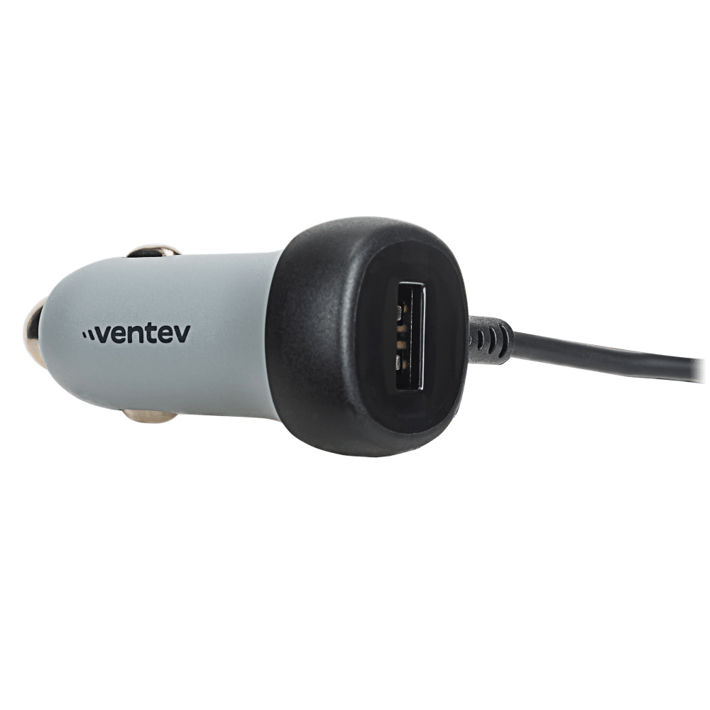 Ventev 27W ULTRAFAST Dual Car Charger with Apple Lightning Connected Travel Cable-Gray by Ventev