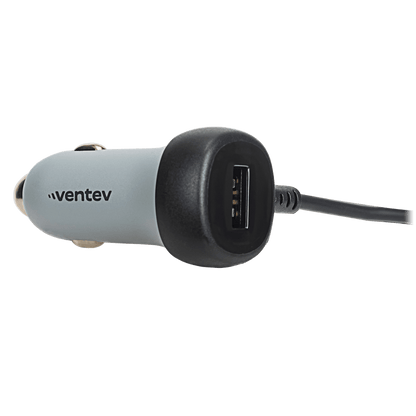 Ventev 27W ULTRAFAST Dual Car Charger with Apple Lightning Connected Travel Cable-Gray by Ventev
