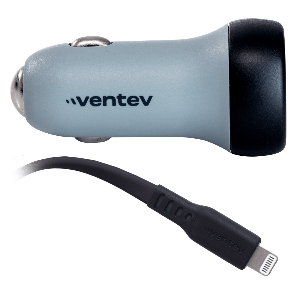 Ventev 30W ULTRAFAST USB C Universal Car Charger and USB C to Apple Lightning Cable-Gray by Ventev