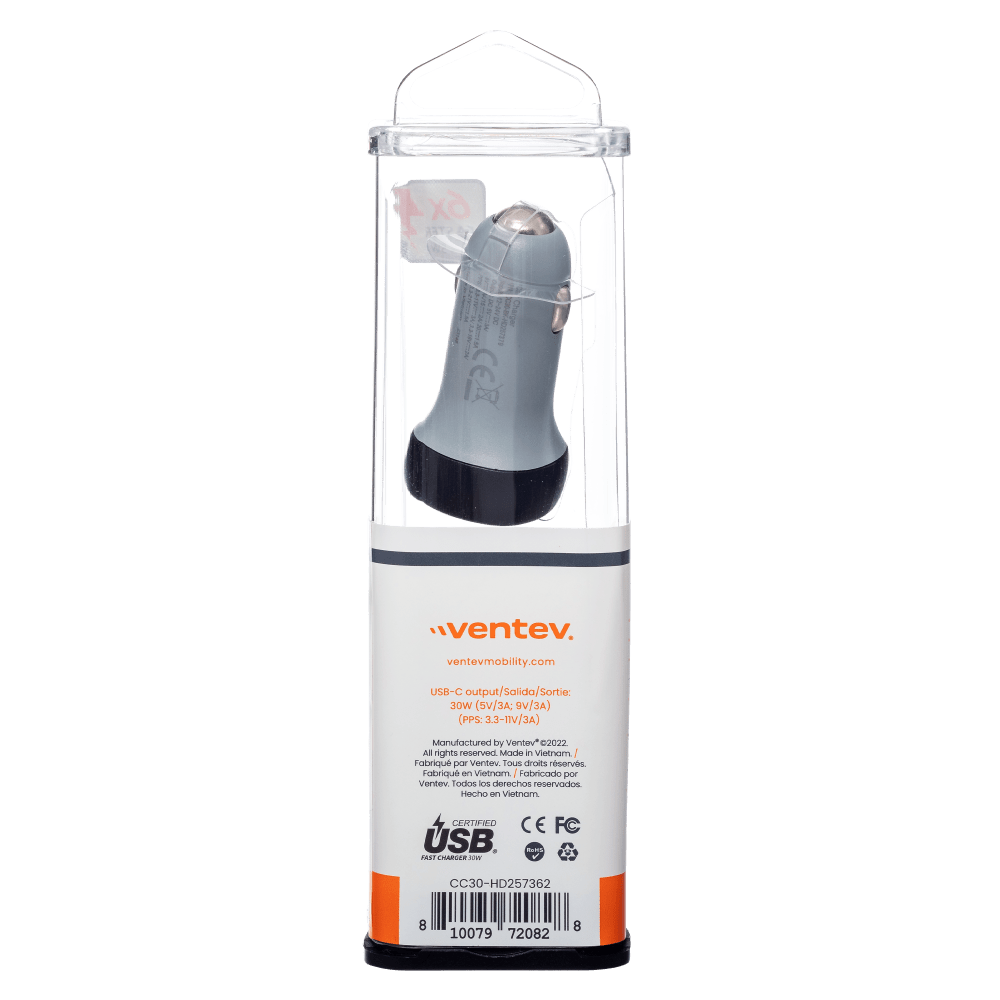 Ventev 30W ULTRAFAST USB C Universal Car Charger-- by Ventev