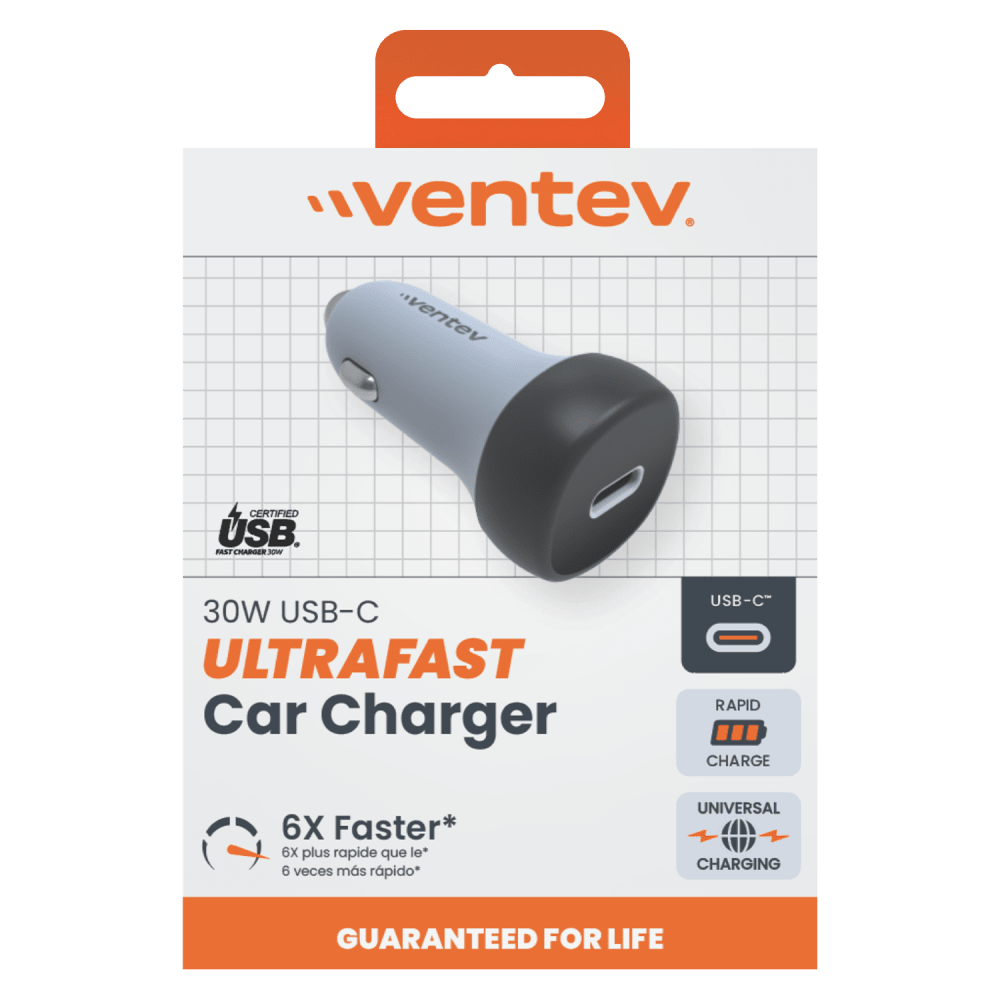 Ventev 30W ULTRAFAST USB C Universal Car Charger-- by Ventev