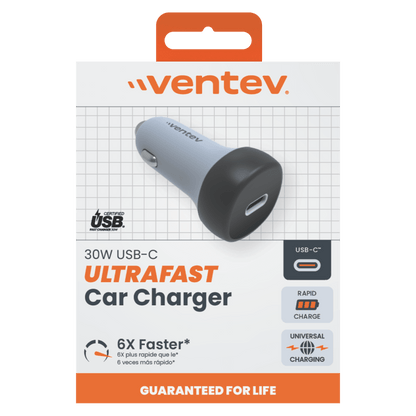 Ventev 30W ULTRAFAST USB C Universal Car Charger-- by Ventev