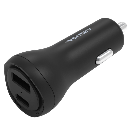 Ventev 32W ULTRAFAST USB C and USB A Universal Dual Car Charger-Black by Ventev