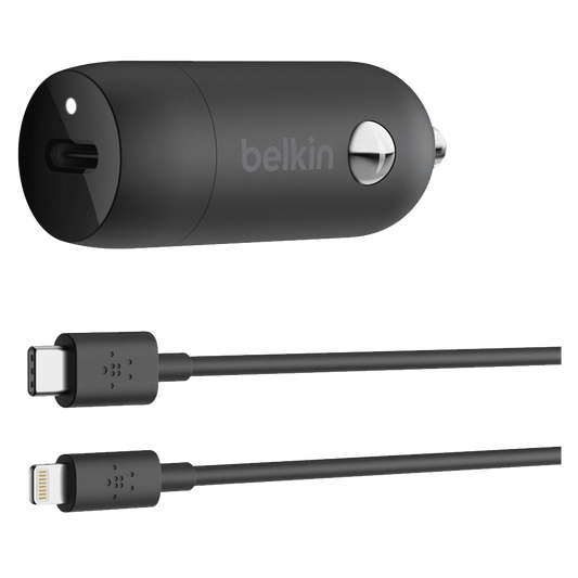Belkin Boost Charge USB C Car Charger 20W and USB C to Apple Lightning Cable 4ft by Belkin