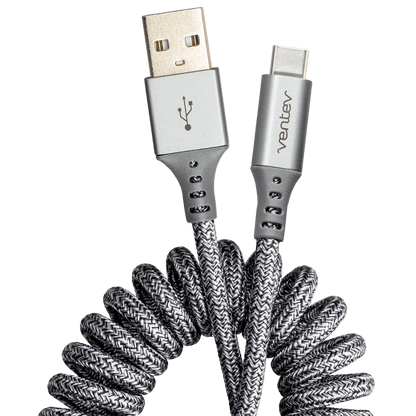 Ventev Helix USB A to USB C High Speed Travel 3 Foot Cable-Gray by Ventev