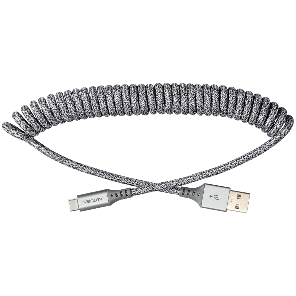 Ventev Helix USB A to USB C High Speed Travel 3 Foot Cable-Gray by Ventev