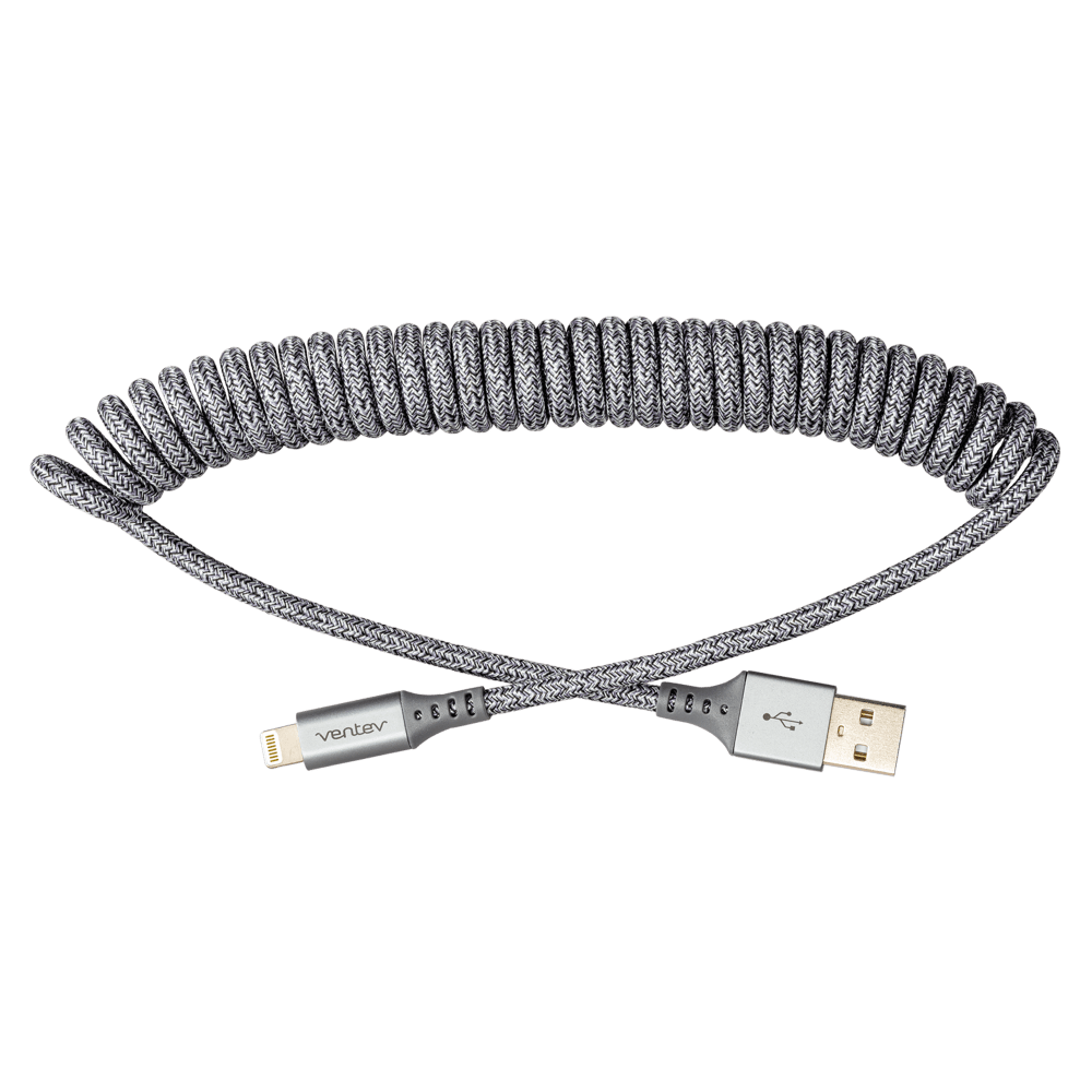 Ventev Helix USB A to Apple Lightning High Speed Travel 3 Foot Cable-Gray by Ventev