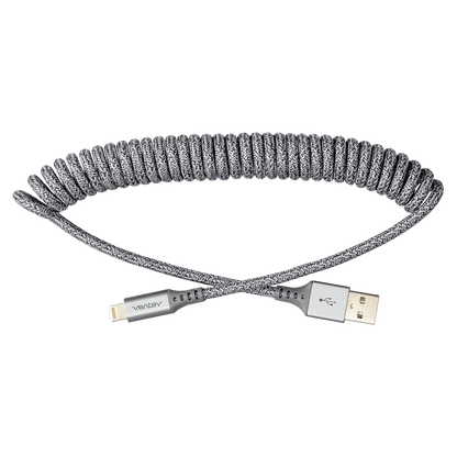 Ventev Helix USB A to Apple Lightning High Speed Travel 3 Foot Cable-Gray by Ventev