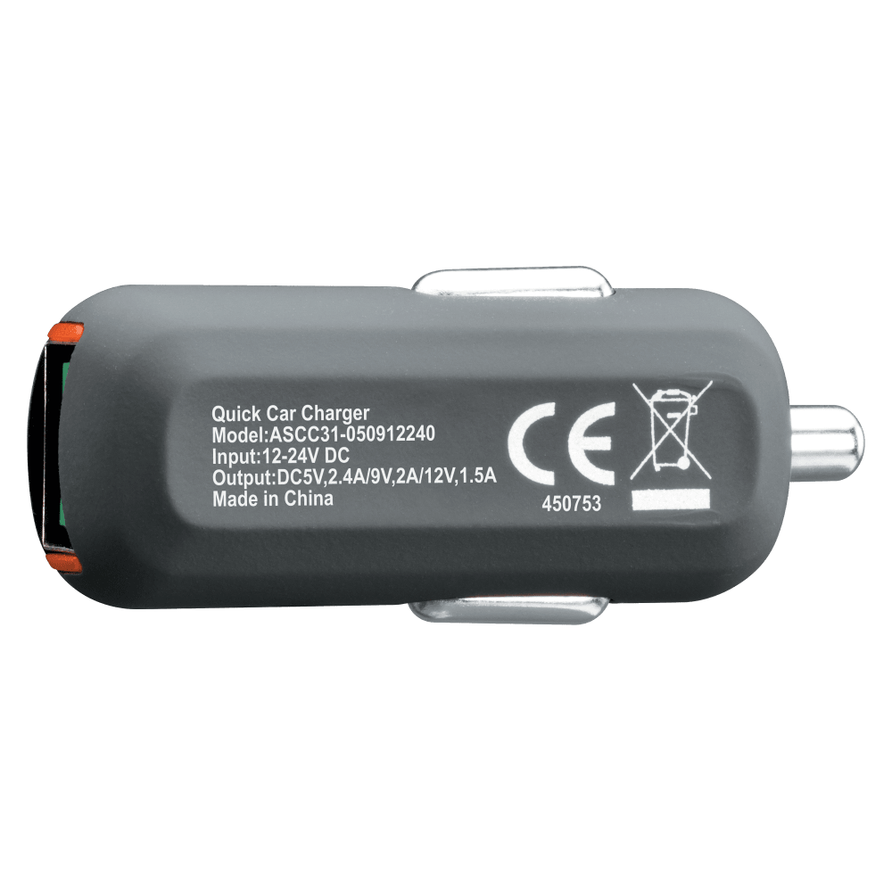 Ventev 24W ULTRAFAST USB A Universal Mini Car Charger-Gray by Ventev
