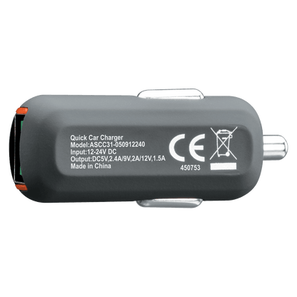 Ventev 24W ULTRAFAST USB A Universal Mini Car Charger-Gray by Ventev