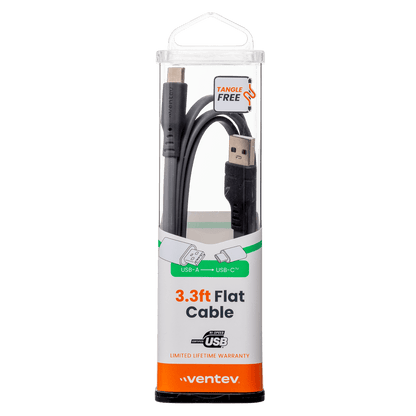 Ventev Flat USB A to USB C High Speed Tangle-Free 3 Foot Cable-- by Ventev