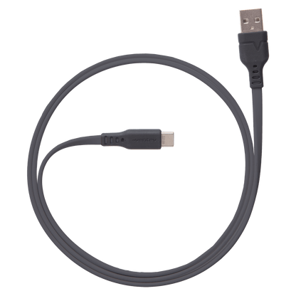 Ventev Flat USB A to USB C High Speed Tangle-Free 3 Foot Cable-Gray