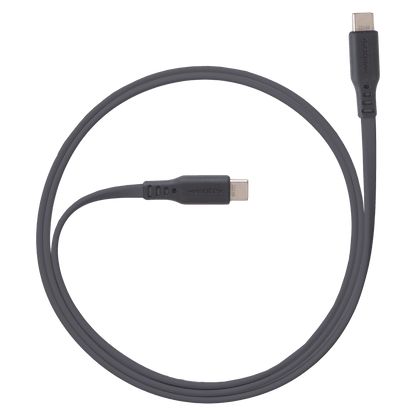 Ventev Flat USB C to USB C High Speed Tangle-Free 3 Foot Cable-Gray by Ventev