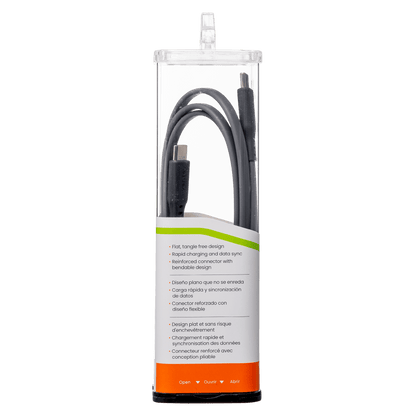 Ventev Flat USB C to USB C High Speed Tangle-Free 3 Foot Cable-Gray by Ventev