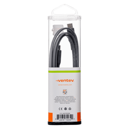 Ventev Flat USB C to USB C High Speed Tangle-Free 3 Foot Cable-Gray by Ventev