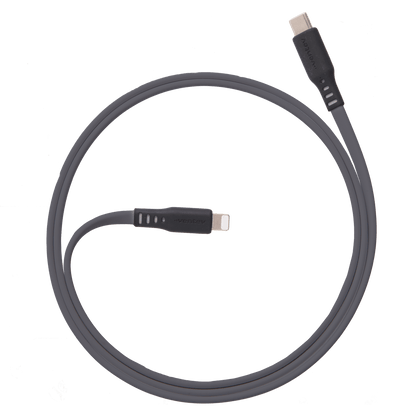 Ventev Flat USB C to Apple Lightning High Speed Tangle-Free 3 Foot Cable-Gray