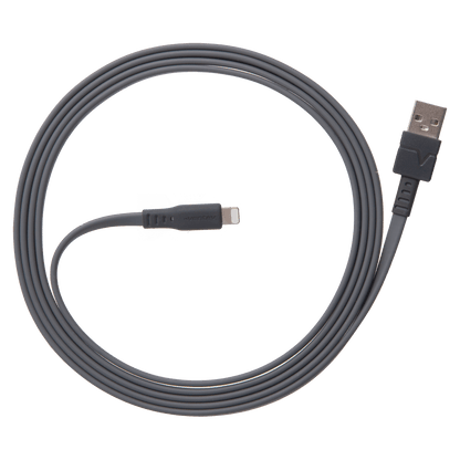 Ventev Flat USB A to Apple Lightning High Speed Tangle-Free 3 Foot Cable-Gray