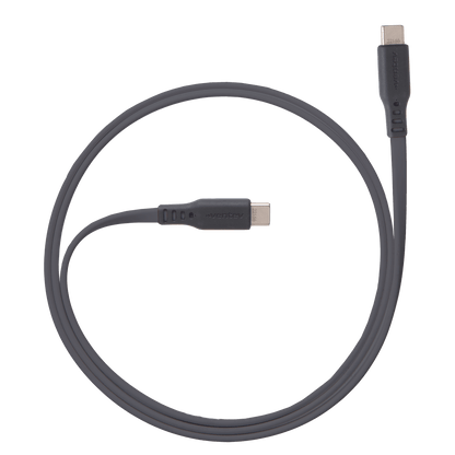 Ventev Flat USB C to USB C High Speed Tangle-Free 3 Foot Cable-Gray