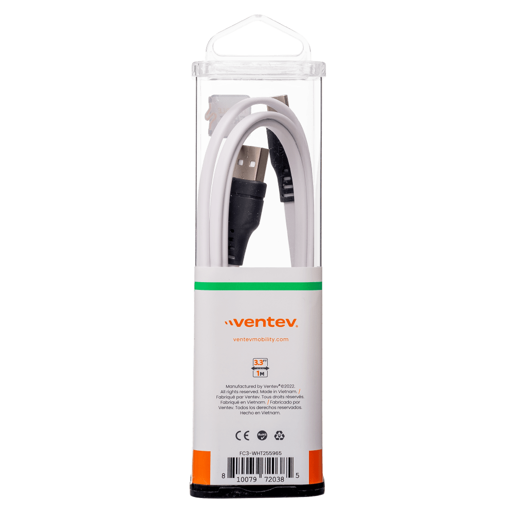 Ventev Flat USB A to USB C High Speed Tangle-Free 3 Foot Cable-- by Ventev