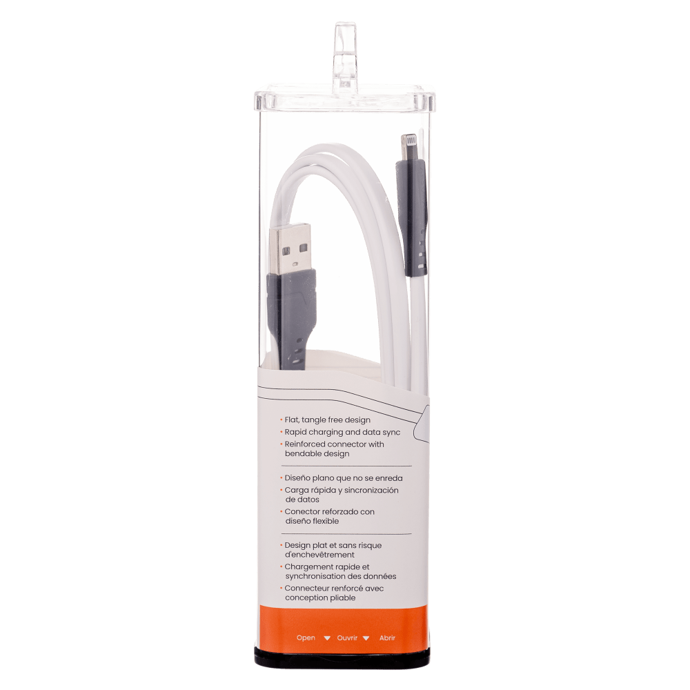 Ventev Flat USB A to Apple Lightning High Speed Tangle-Free 3 Foot Cable-White by Ventev