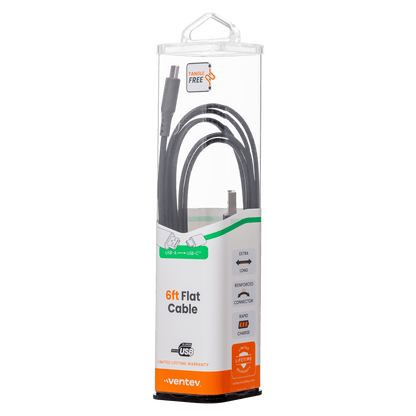 Ventev Flat USB A to USB C High Speed Tangle-Free 6 Foot Cable-- by Ventev
