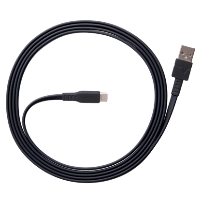Ventev Flat USB A to USB C High Speed Tangle-Free 6 Foot Cable-Black