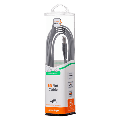 Ventev Flat USB A to USB C High Speed Tangle-Free 6 Foot Cable-- by Ventev