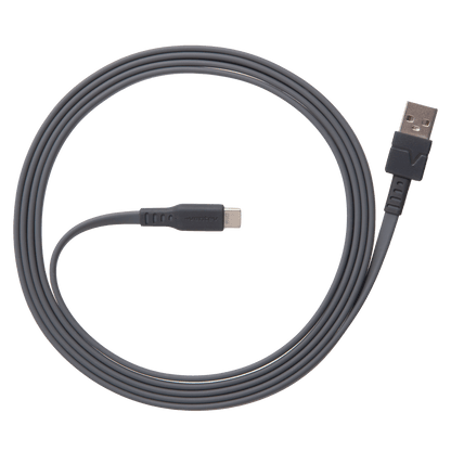 Ventev Flat USB A to USB C High Speed Tangle-Free 6 Foot Cable-Gray