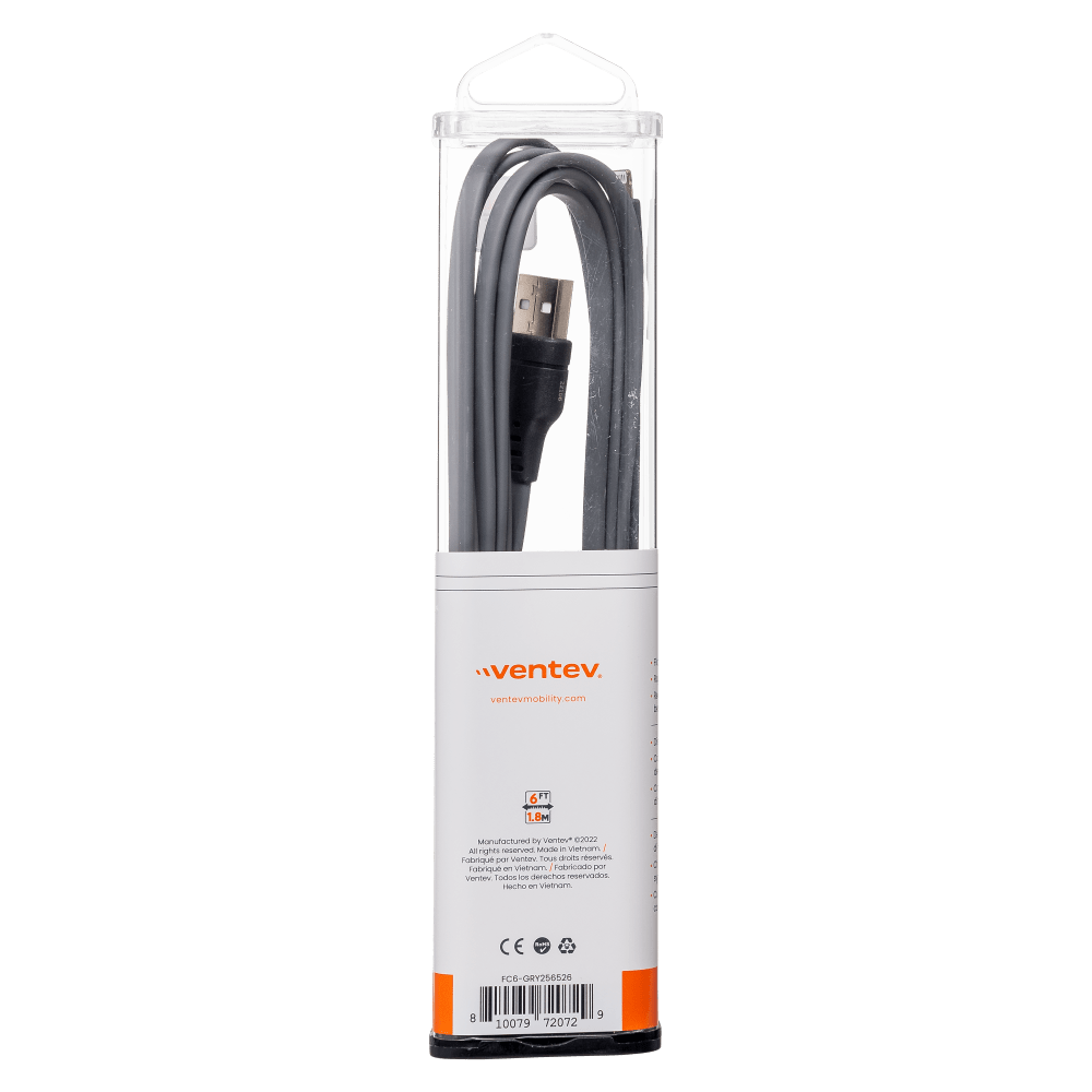 Ventev Flat USB A to Apple Lightning High Speed Tangle-Free 6 Foot Cable-- by Ventev
