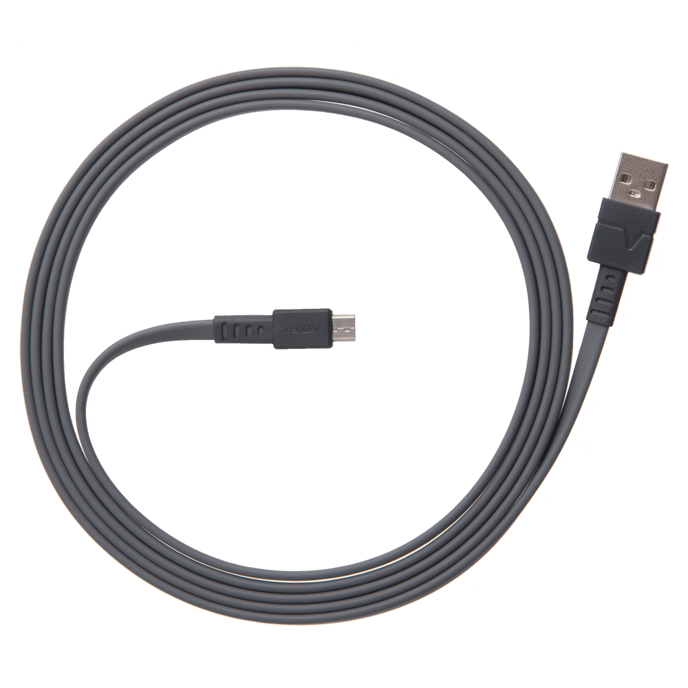 Ventev Flat USB A to Micro USB High Speed Tangle-Free 6 Foot Cable-Gray by Ventev