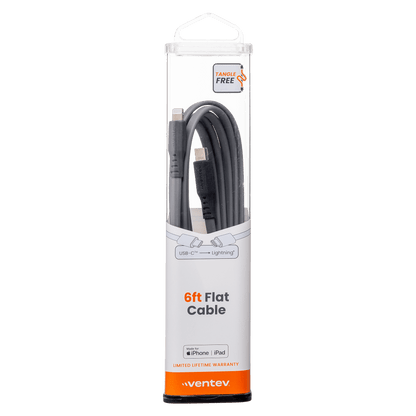 Ventev Flat USB C to Apple Lightning High Speed Tangle-Free 6 Foot Cable-- by Ventev