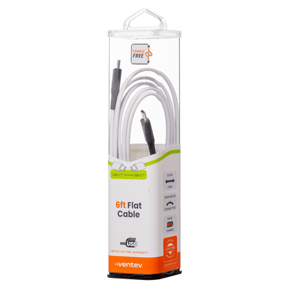 Ventev Flat USB C to USB C High Speed Tangle-Free 6 Foot Cable-- by Ventev