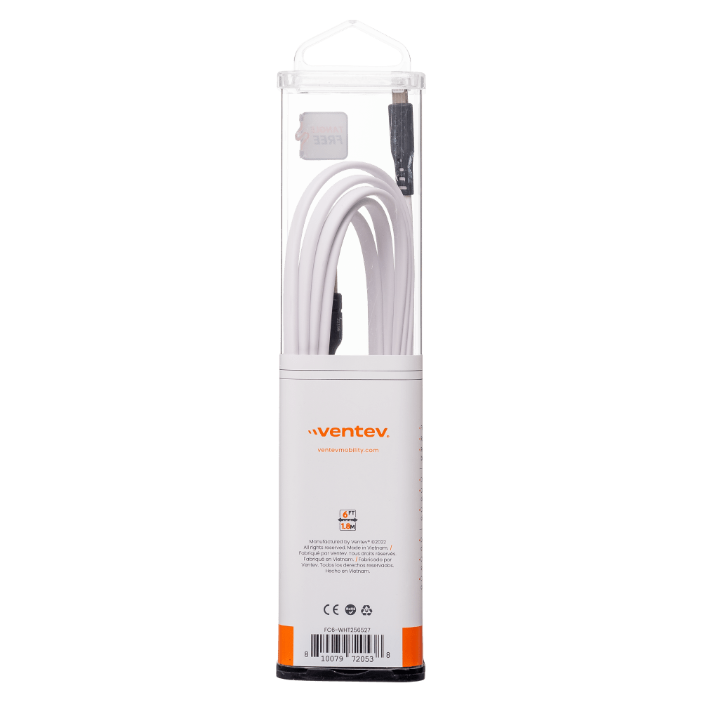 Ventev Flat USB A to Apple Lightning High Speed Tangle-Free 6 Foot Cable-- by Ventev