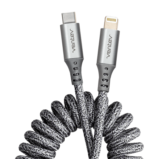 Ventev Helix USB C to Apple Lightning High Speed Travel 3 Foot Cable-Gray by Ventev