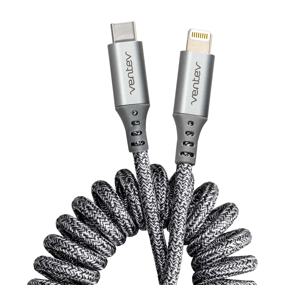 Ventev Helix USB C to Apple Lightning High Speed Travel 3 Foot Cable-Gray
