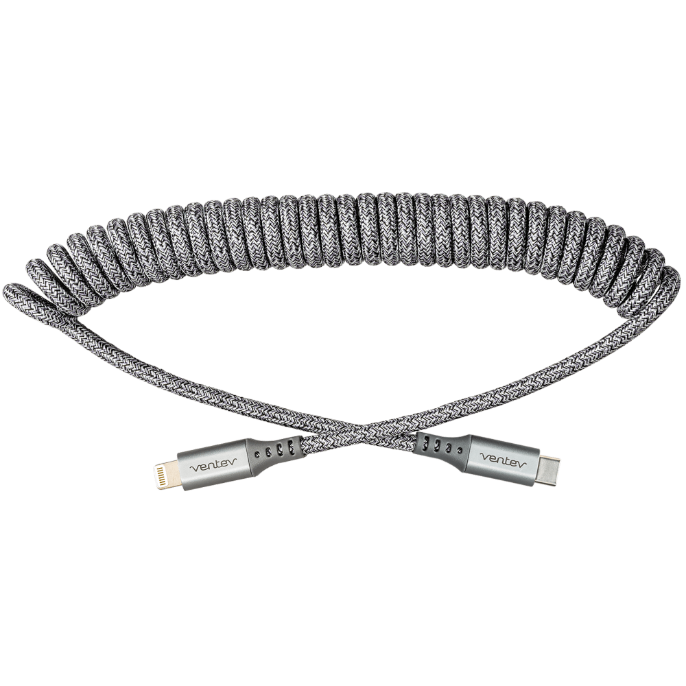 Ventev Helix USB C to Apple Lightning High Speed Travel 3 Foot Cable-Gray by Ventev
