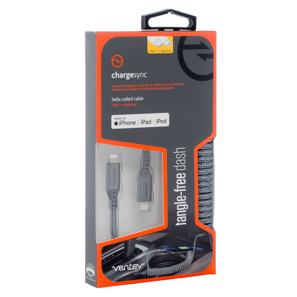 Ventev Helix USB C to Apple Lightning High Speed Travel 3 Foot Cable-Gray by Ventev