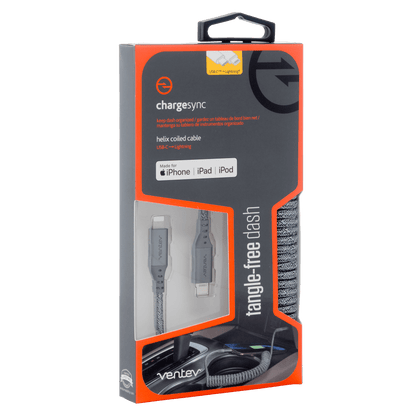Ventev Helix USB C to Apple Lightning High Speed Travel 3 Foot Cable-Gray by Ventev