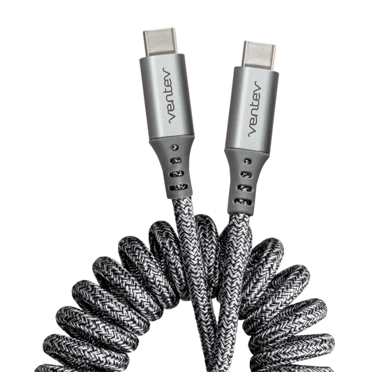 Ventev Helix USB C to USB C High Speed Travel 3 Foot Cable-Gray by Ventev