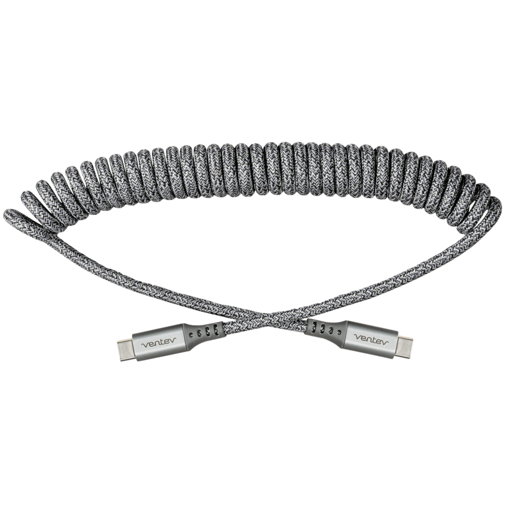 Ventev Helix USB C to USB C High Speed Travel 3 Foot Cable-Gray by Ventev