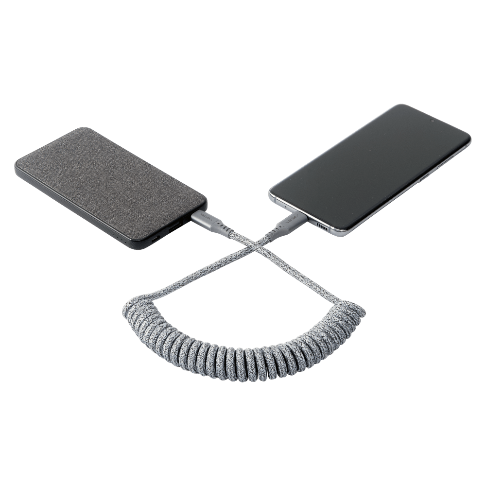 Ventev Helix USB C to USB C High Speed Travel 3 Foot Cable-Gray by Ventev