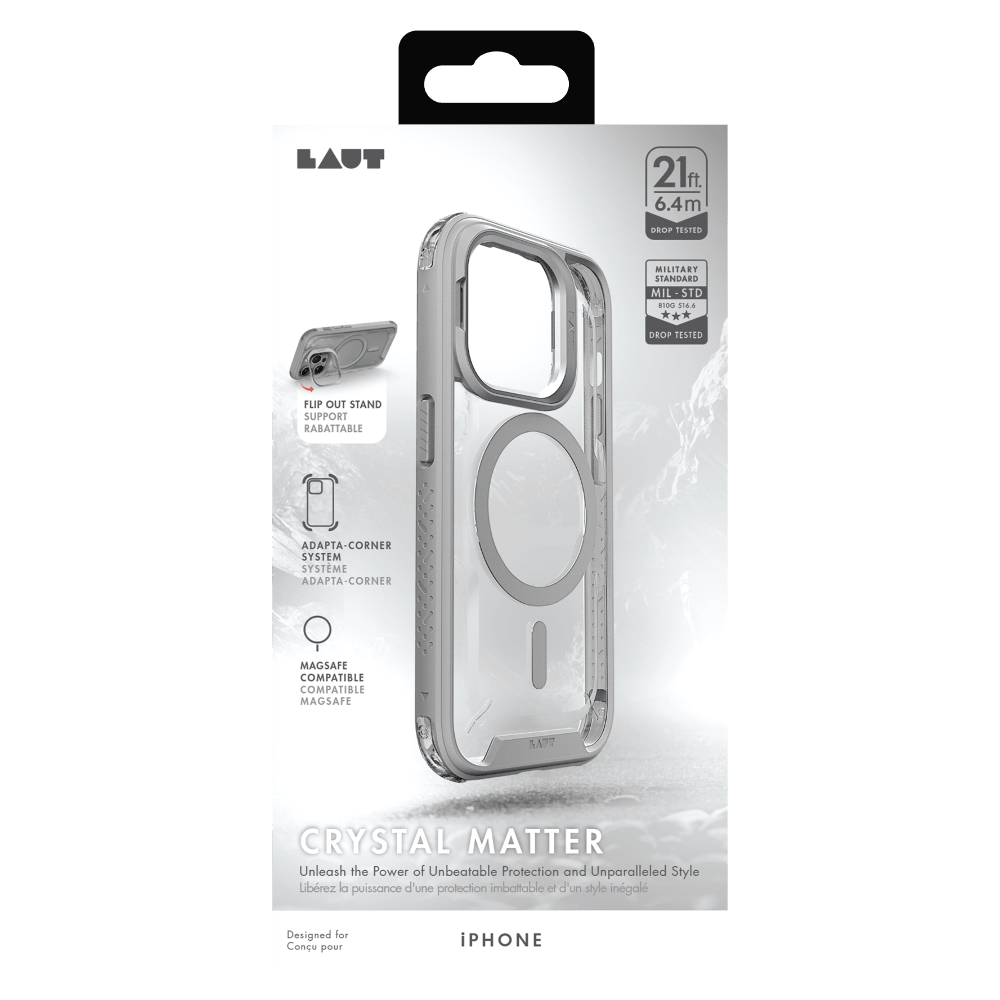 LAUT CRYSTAL MATTER MagSafe Case for Apple iPhone 15 Pro-Gray by LAUT