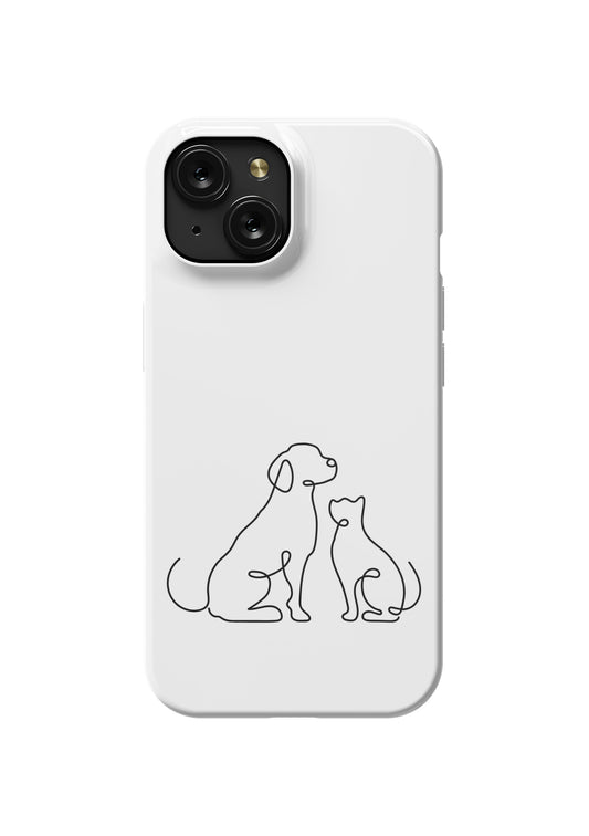 Better Together – Cat & Dog Line Art iPhone Case