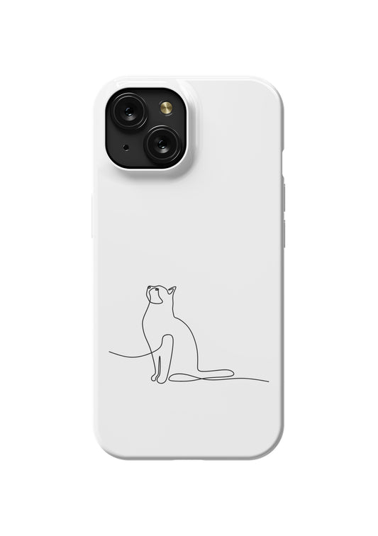 Curious Calm – Cat Line Art iPhone Case